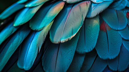 Exquisite Close-up of Teal Bird Feathers: Textural Beauty in Nature