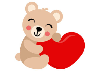Adorable teddy bear with red heart