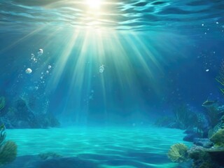 Fototapeta na wymiar Aquatic Dreamscape: Sunlit Tranquility in a Captivating Underwater World