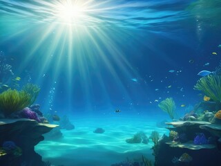 Fototapeta na wymiar Submerged Serenity: A Mesmerizing Blend of Light and Shadows Beneath the Surface