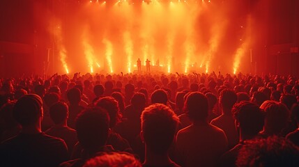 Fototapeta na wymiar Rockin' the Stage: A Glowing Night of Live Music Generative AI