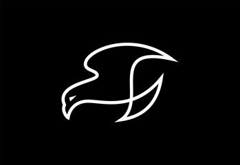 Line art style falcon logo design vector template