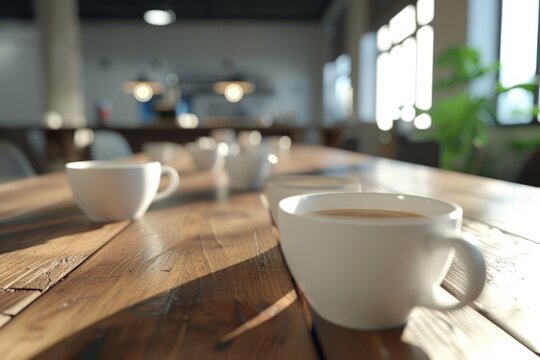 Meeting place with coffee on the table. Generate AI image
