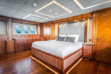 Bedroom in a luxury yacht