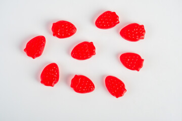 Fototapeta premium Fruit gummi candies assortment on white background 