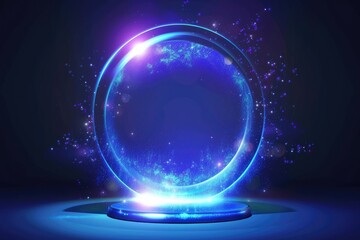 Obraz premium Hologram portal podium. Advertising concept. Generative AI