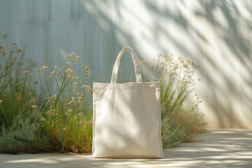 Mockup Canvas tote bag with copy space for branding and advertising. eco and recycle. Generative AI
