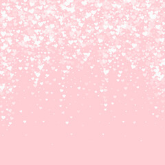 White hearts scattered on pink background.