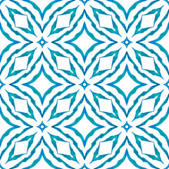 Ikat repeating swimwear design. Blue unique boho