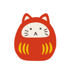 やわらかいタッチのかわいい猫だるま