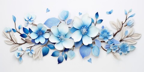 Fototapeta na wymiar 3D Watercolor of spring leaves and flowers 