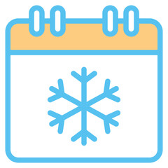  Calendar, Winter, Snowflake, Date, Season  Icon, Line color style icon vector illustration, Suitable for website, mobile app, print, presentation, infographic and any other project.