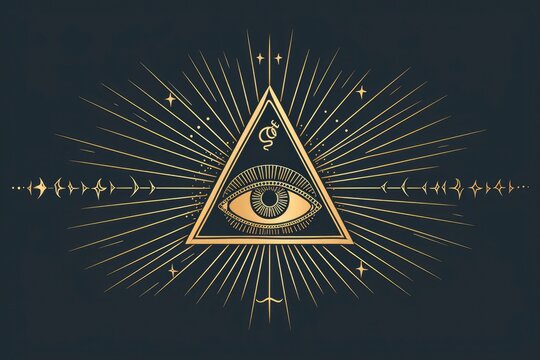 All seeing eye, illuminats, masons, symbol in flat vector graphics style