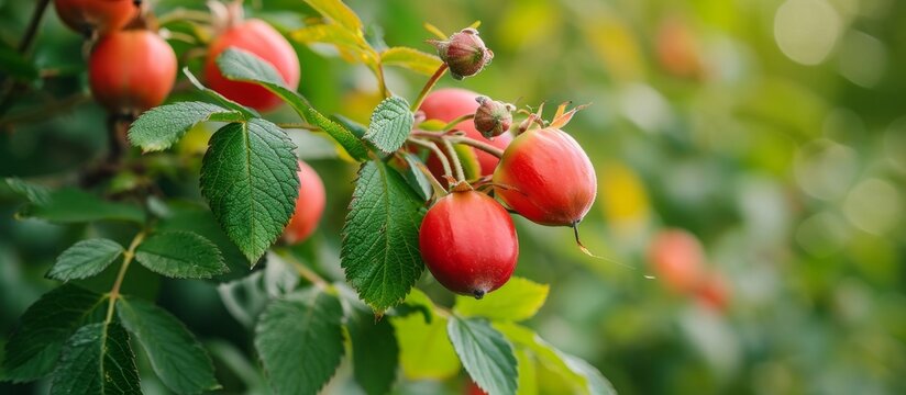 Wild rose bush fruit, rose hips, abound in vitamin C, A, B, E, K, as well as calcium, iron, and phosphorus.