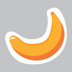 Food sticker of colorful set. This banana illustration feature a cartoon-style treat set against a soft pastel background. Vector illustration.