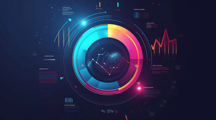 Circle chart with infographics elements. Statistic and accounting concept