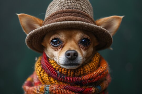 Chillin' with a Chihuahua in a Fedora and Scarf Generative AI