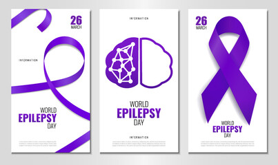Vector Illustration of World Epilepsy Day. Purple Day. Banner with ribbon. Use as advertising, invitation, banner,
