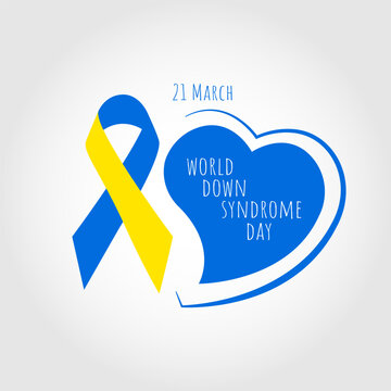 Vector Illustration of World Down Syndrome Day. Banner with ribbon.
