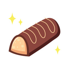 Sticker of chocolate element of colorful set. It is adorable cartoon-style illustration of a chocolate candy on a pristine white background. Vector illustration.