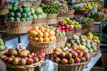 Fruits on a market on Madeira Island, Portugal