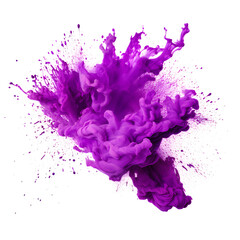 Splash of purple paint. Splashes, emotions, design, graphics, high resolution, 8k, on transparent background, canvas, flat, dripping, liquid, explosion, spray, particles, ink. Concept design