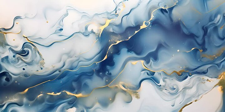 Natural Luxury, Style incorporates the swirls of marble or the ripples of agate, Very beautiful cool powdery black paint with the addition of gold powder. 4K video