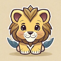 flat logo of Vector chibi lion illustration vector
