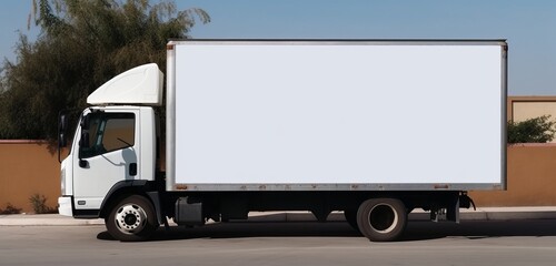 Blank mockup white sign on white truck