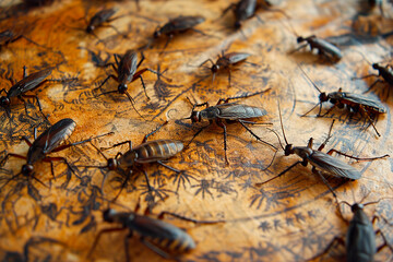 close up of insects on a map. sustainable global food 