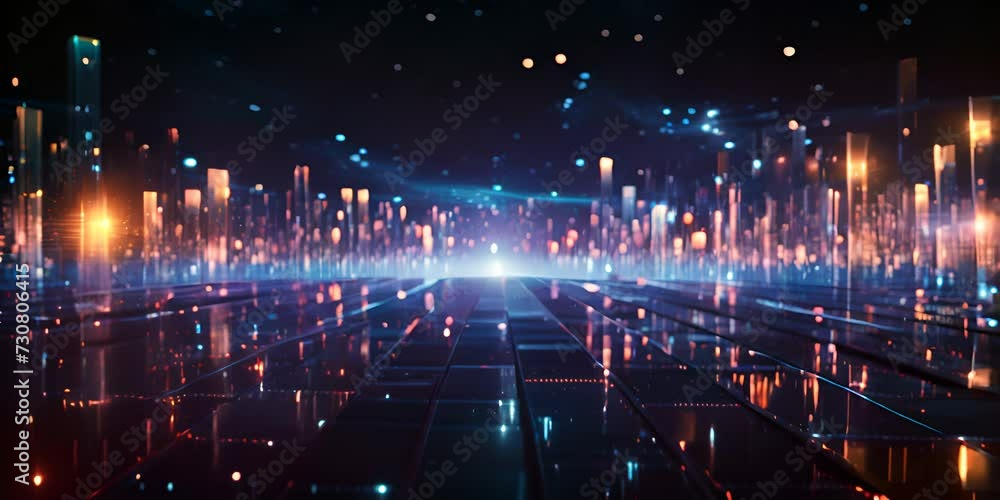 Poster blue digital cyberspace and digital data network connections concept. transfer digital data hi-speed