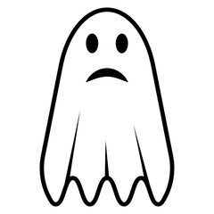 Scary ghost icon, hanging sheet with ghost eyes