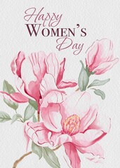 A card for a birthday, wedding or women's day. Flowers in watercolor style, greeting card mockup