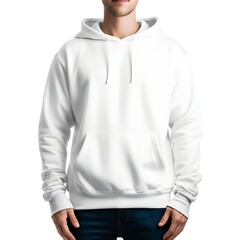 Mockup of men's oversized white hoodie isolated on white background Generative Ai