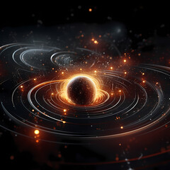 Quantum mechanics concept with swirling particles.