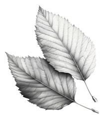 Pencil sketches of delicate and detailed birch leaves.