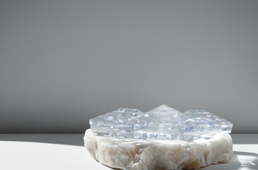 Stone Podium For Beauty Product Display