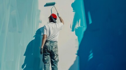 Artist Creating a Colorful Mural with Passion and Creativity. Generative ai