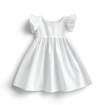 White Infant Cotton Dress Mockup Isolated On White Background Generative Ai