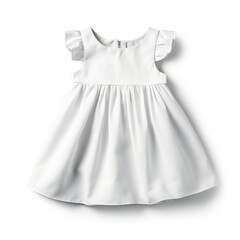 White infant cotton dress mockup isolated on white background Generative Ai