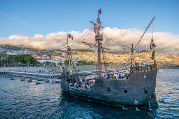 Fototapeta na wymiar Caraval tourist boat on Madeira Island, Portugal