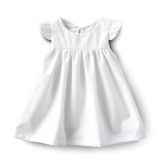 White infant cotton dress mockup isolated on white background Generative Ai