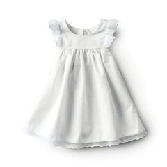 White infant cotton dress mockup isolated on white background Generative Ai