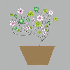 Colorful flower tree, vector illustration
