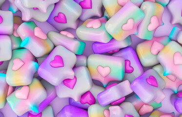 3d rendering of Like heart icons background. Valentine day concept.