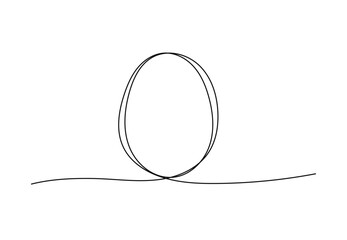 Easter Egg one Continuous Line minimalist illustration. Minimalistic element for decoration of Holiday cards and banners. Simple Hand drawn Egg-shaped illustration of outline art with editable stroke