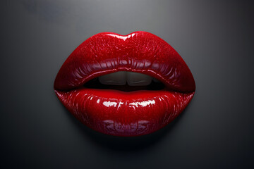 Seductive Red Lips on Dark Background