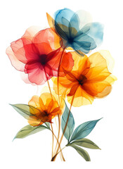 Flowers painted in the style of glass painting.