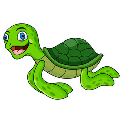 Baby sea turtle cartoon on white background 