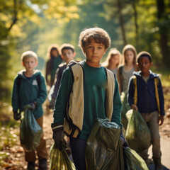 Green Guardians: Empowered Youngster Leads Friends in Forest Cleanup Expedition